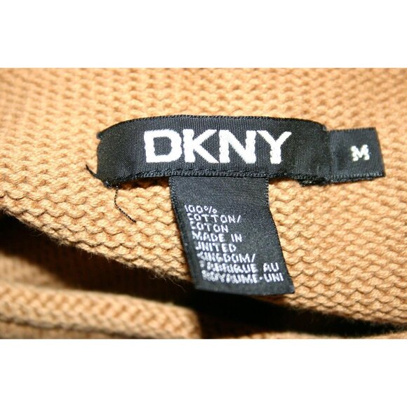 DKNY Womens Ribbed Knit Camel Sweater Long Sleeve Crewneck  Size Medium - Picture 6 of 6